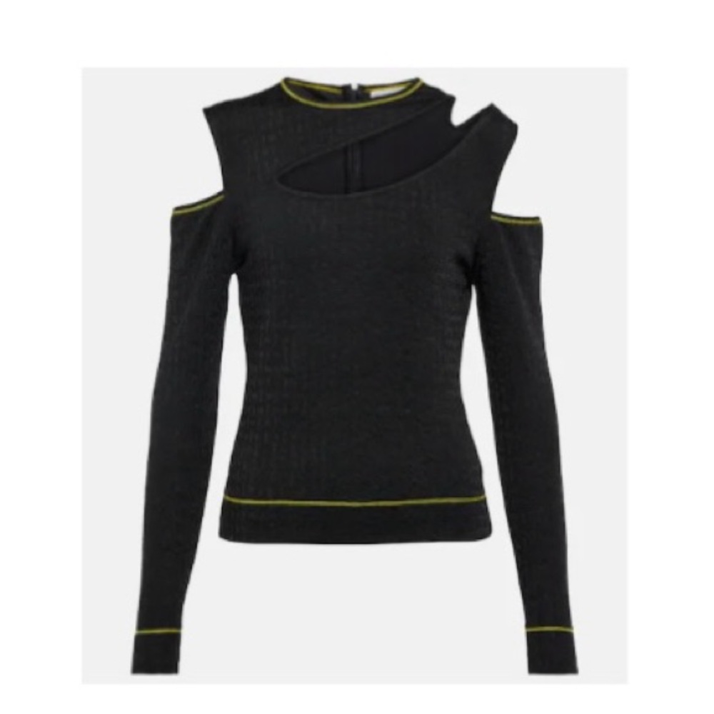 Ganni Black Jacquard Cutout top size 40